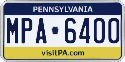 PA license plate MPA6400