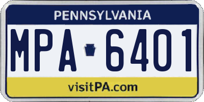 PA license plate MPA6401