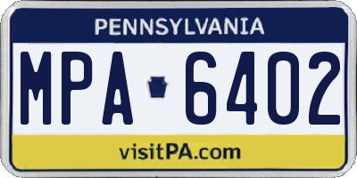 PA license plate MPA6402