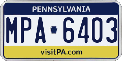 PA license plate MPA6403
