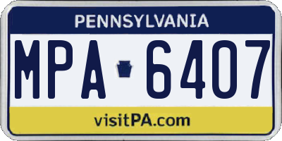 PA license plate MPA6407