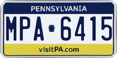 PA license plate MPA6415