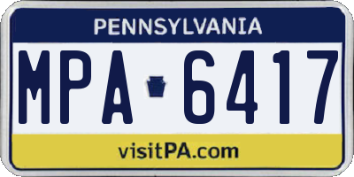 PA license plate MPA6417