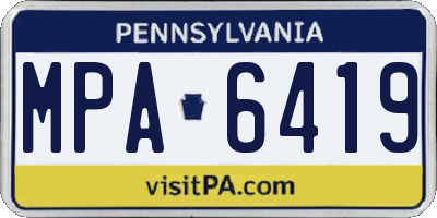 PA license plate MPA6419