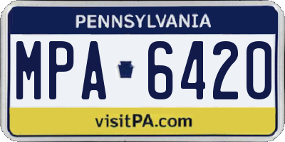 PA license plate MPA6420