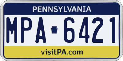 PA license plate MPA6421