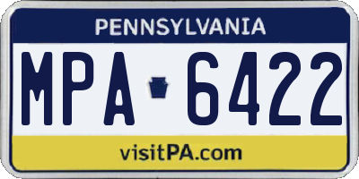 PA license plate MPA6422