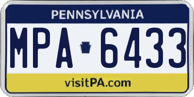 PA license plate MPA6433