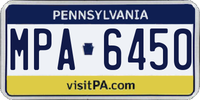 PA license plate MPA6450