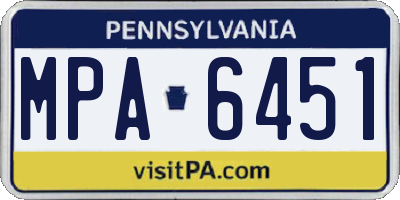 PA license plate MPA6451