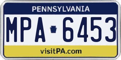 PA license plate MPA6453