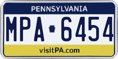 PA license plate MPA6454
