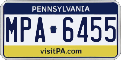 PA license plate MPA6455
