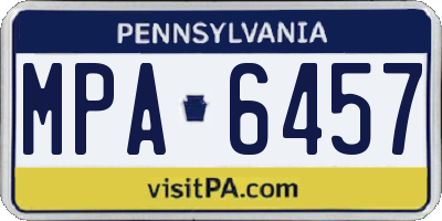 PA license plate MPA6457