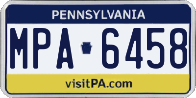 PA license plate MPA6458
