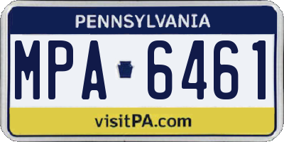 PA license plate MPA6461
