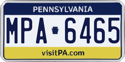 PA license plate MPA6465