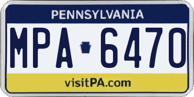 PA license plate MPA6470