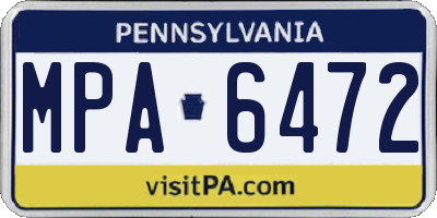 PA license plate MPA6472