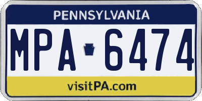 PA license plate MPA6474