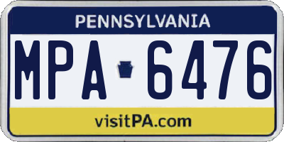 PA license plate MPA6476