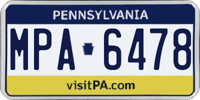 PA license plate MPA6478