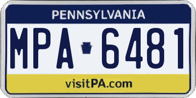 PA license plate MPA6481