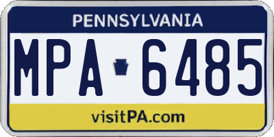 PA license plate MPA6485