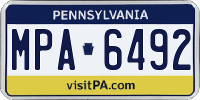 PA license plate MPA6492