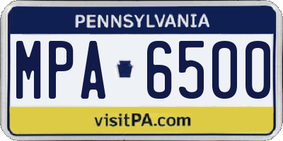 PA license plate MPA6500