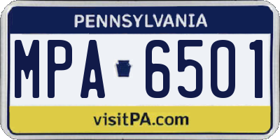 PA license plate MPA6501