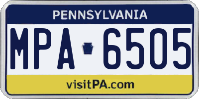 PA license plate MPA6505
