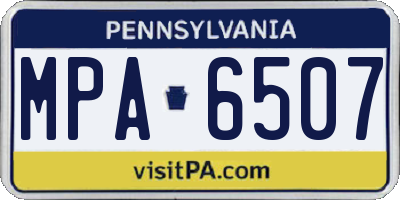 PA license plate MPA6507