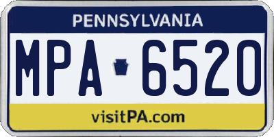 PA license plate MPA6520
