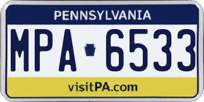 PA license plate MPA6533