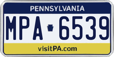 PA license plate MPA6539