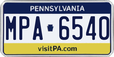 PA license plate MPA6540
