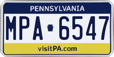 PA license plate MPA6547