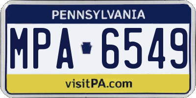 PA license plate MPA6549