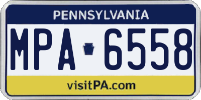 PA license plate MPA6558