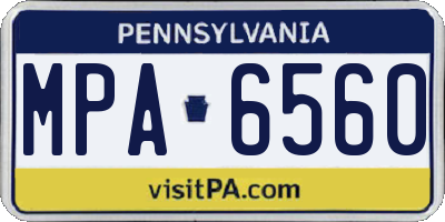 PA license plate MPA6560