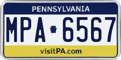 PA license plate MPA6567