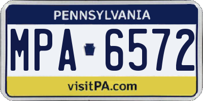PA license plate MPA6572