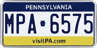 PA license plate MPA6575