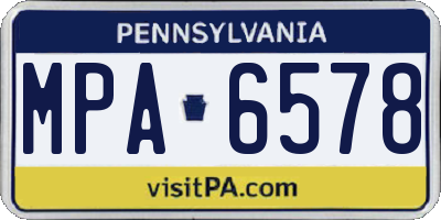 PA license plate MPA6578