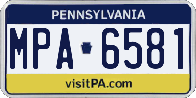 PA license plate MPA6581