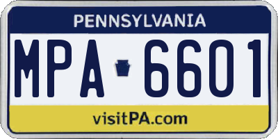 PA license plate MPA6601