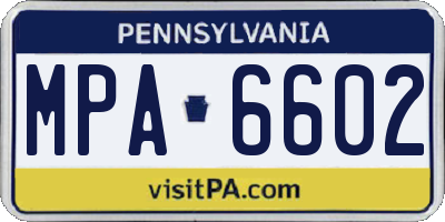 PA license plate MPA6602