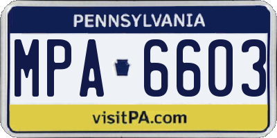 PA license plate MPA6603