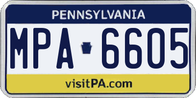 PA license plate MPA6605